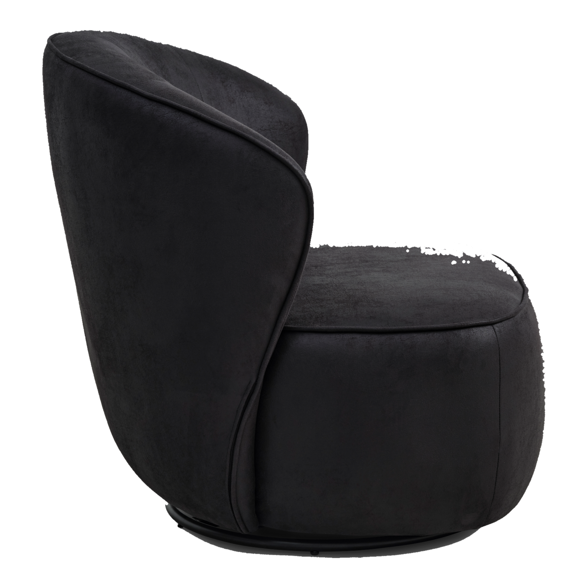 Lexpo Theo loungestol i Bull microfiberlæder Onyx Black set fra siden