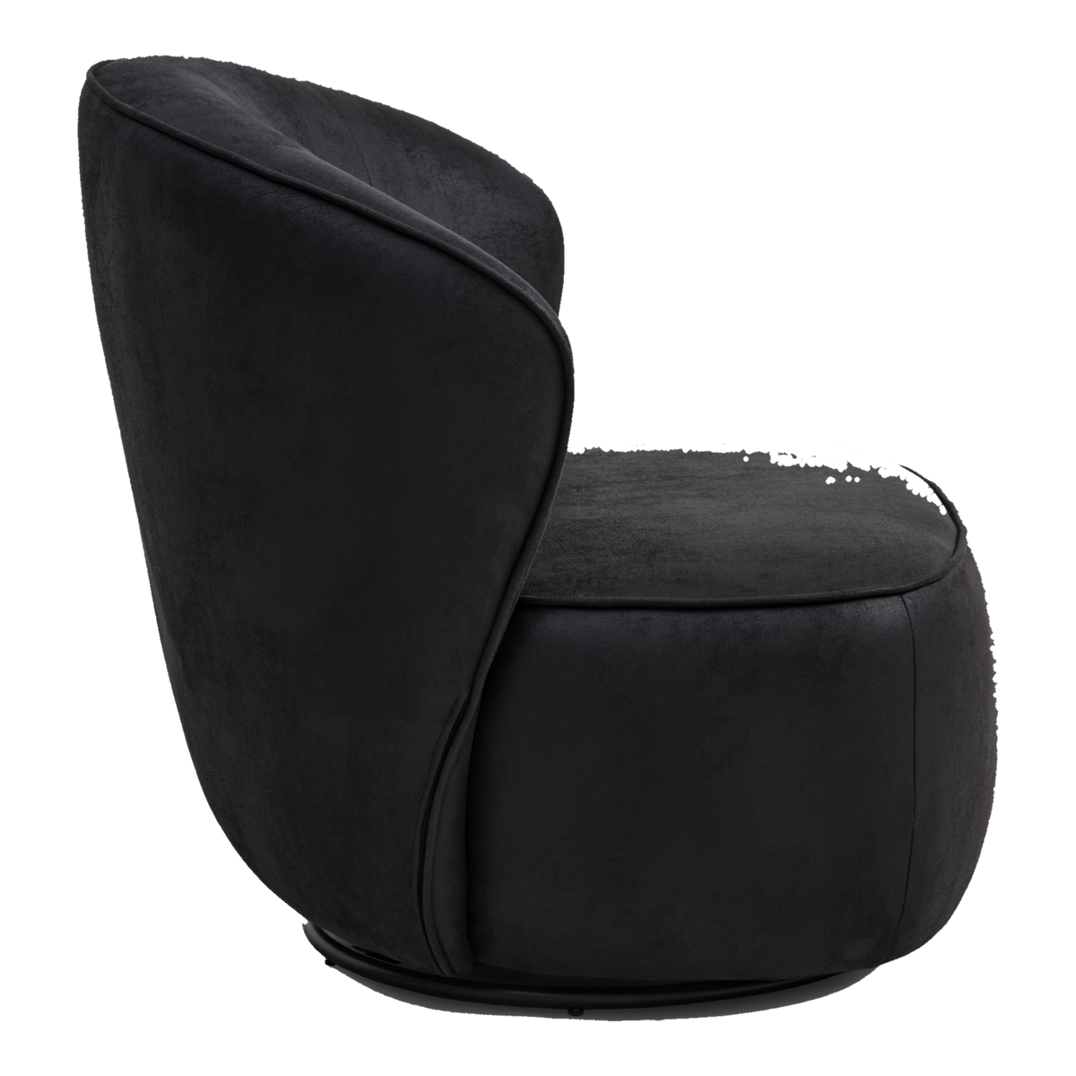 Lexpo Theo loungestol i Bull microfiberlæder Onyx Black set fra siden