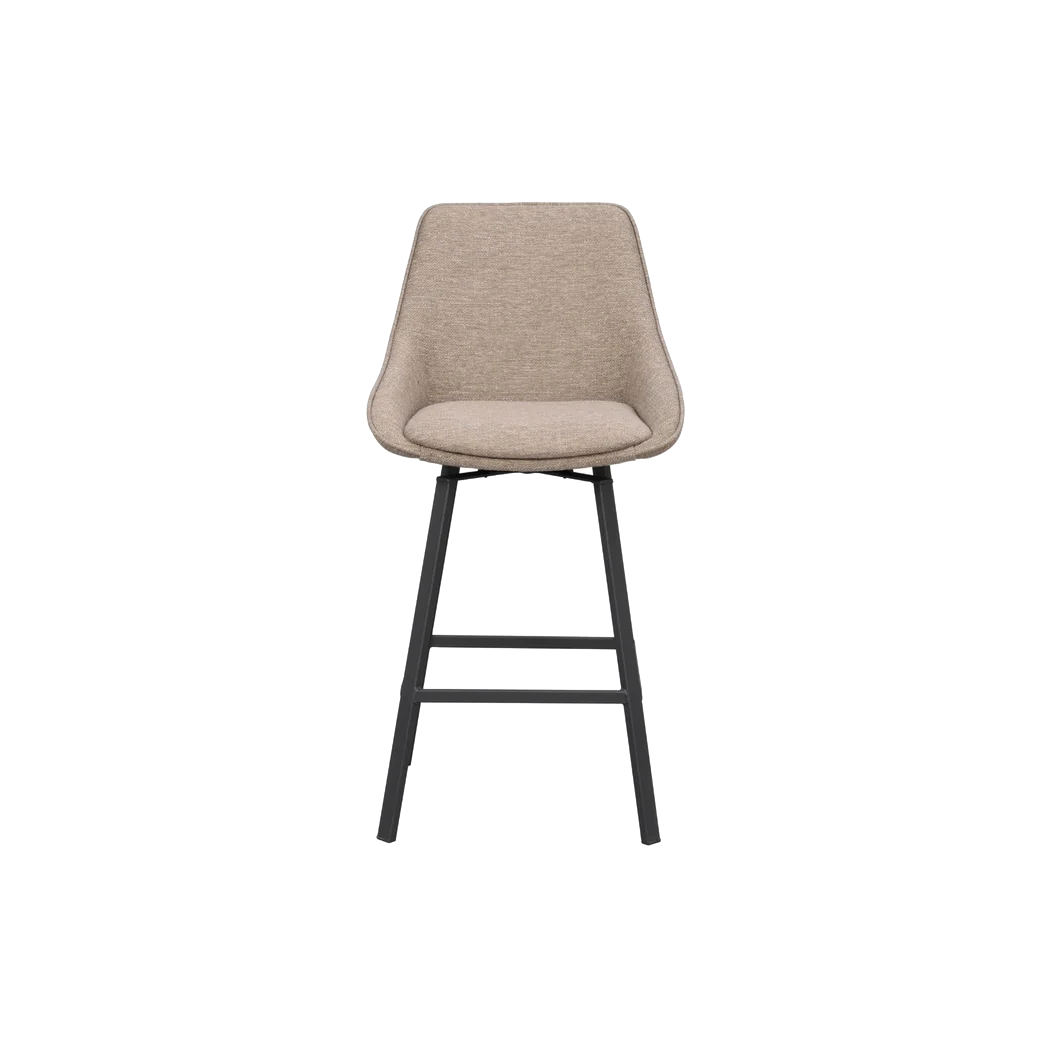 Rowico Alison counterstol i mørk beige stof med sorte metalben