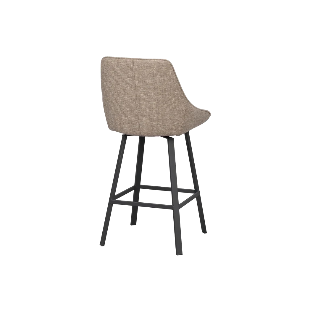 Rowico Alison counterstol i mørk beige stof med sorte metalben