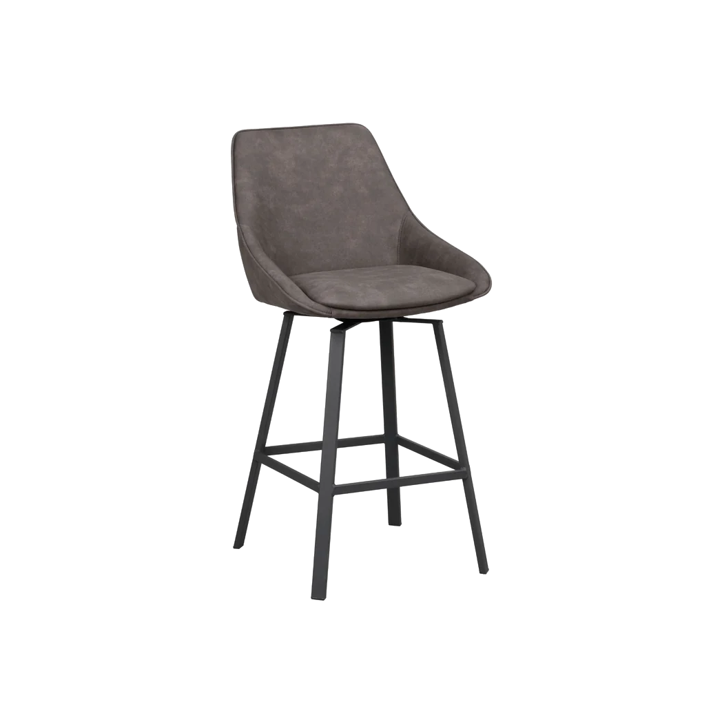 Rowico Alison counterstol i mørkgrå mikrofiber med sorte metalben
