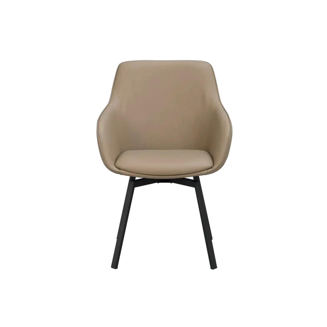 Rowico Alison spisebordsstol m. armlæn i beige læder med sorte metalben