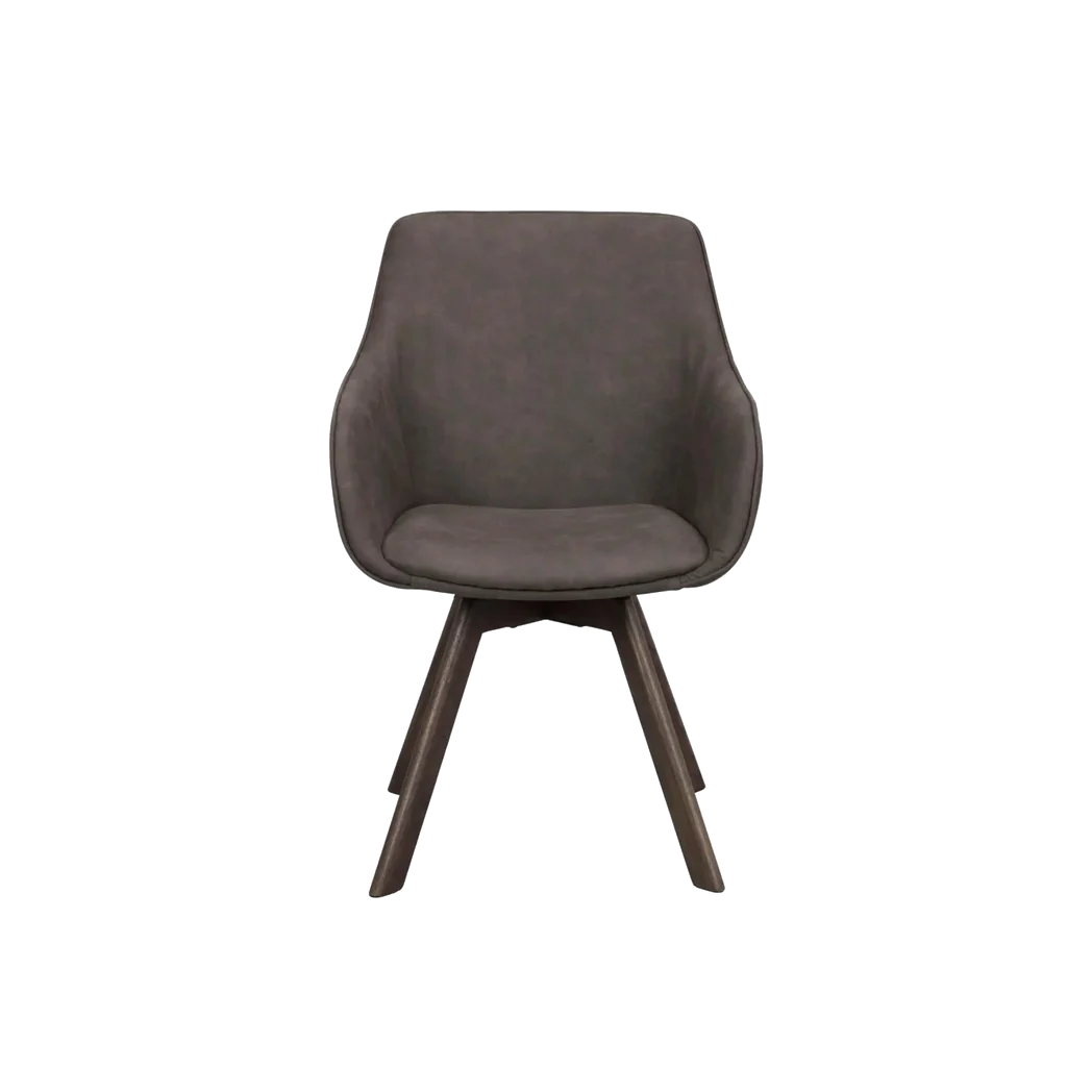 Rowico Alison spisebordsstol m. armlæn i brunlakeret eg med mørkgrå mikrofiber