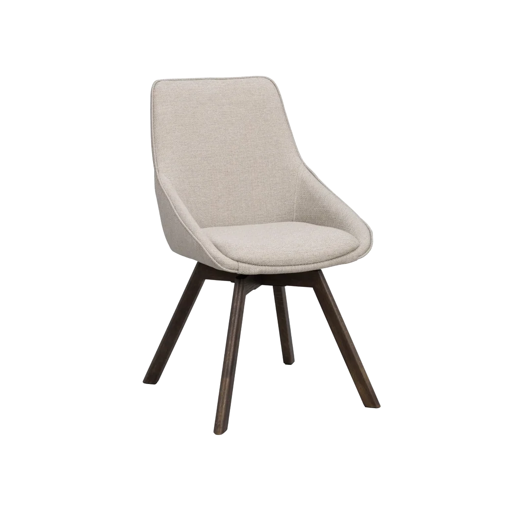 Rowico Alison spisebordsstol i brunlakeret eg med beige stof