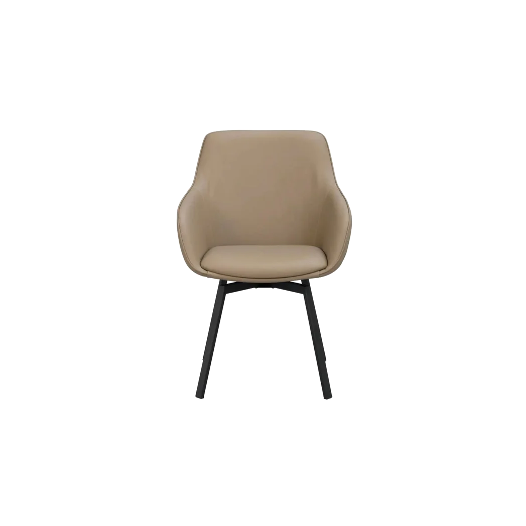 Rowico Alison spisebordsstol m. armlæn i beige læder med sorte metalben
