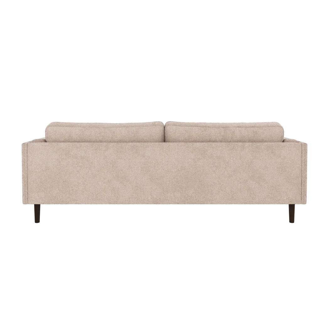 Rowico Braden 3 pers. sofa i lys beige stof og brunlakeret eg