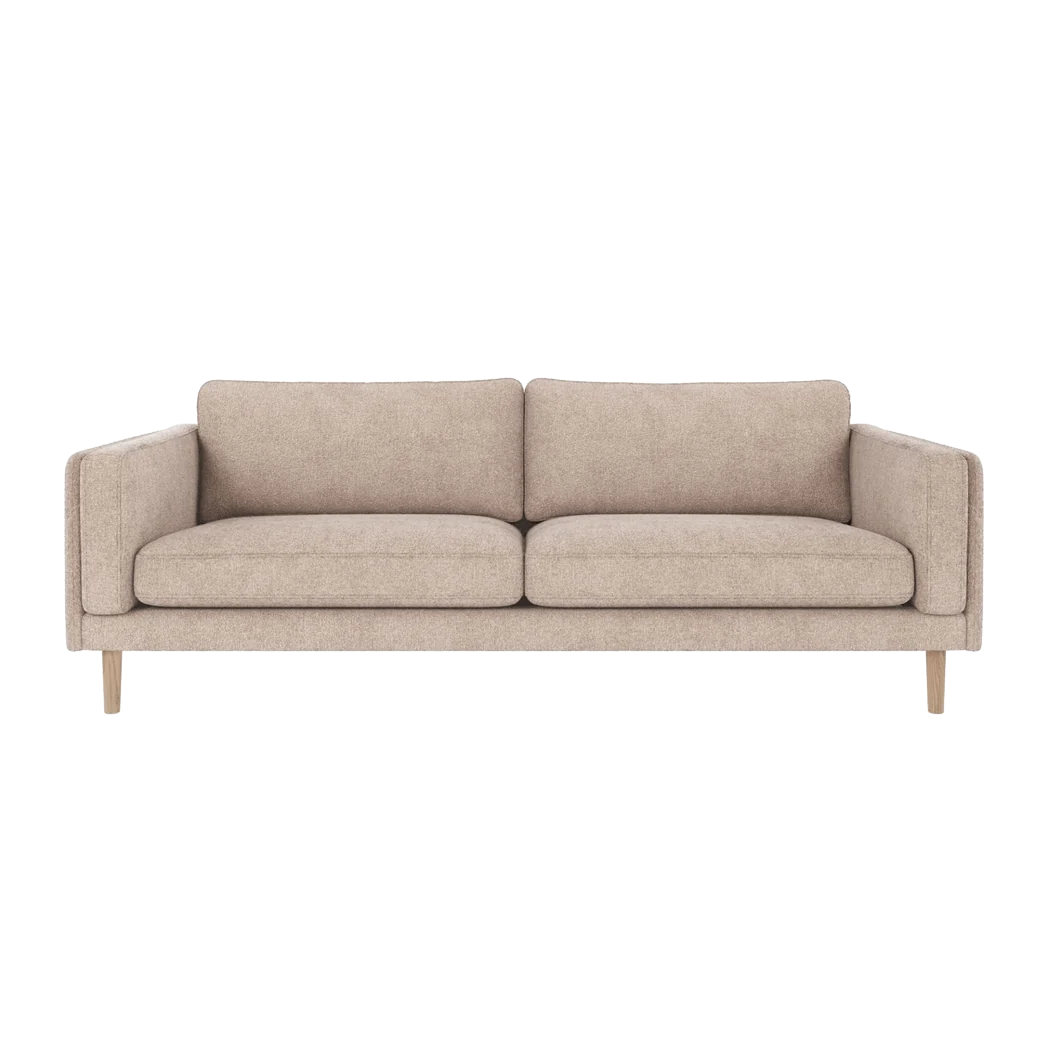 Rowico Braden 3 pers. sofa i lys beige stof og hvidpigmenteret eg