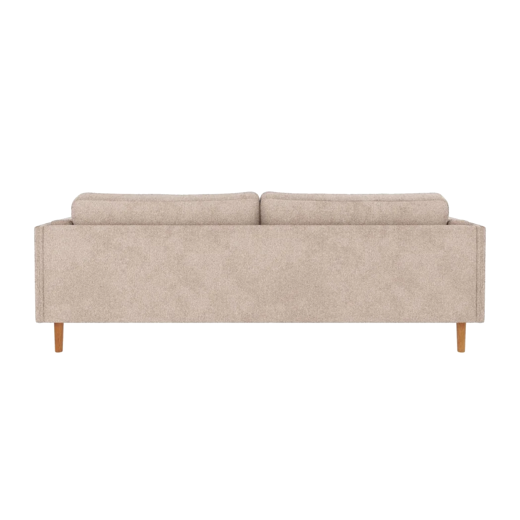 Rowico Braden 3 pers. sofa i lys beige stof og lakeret eg