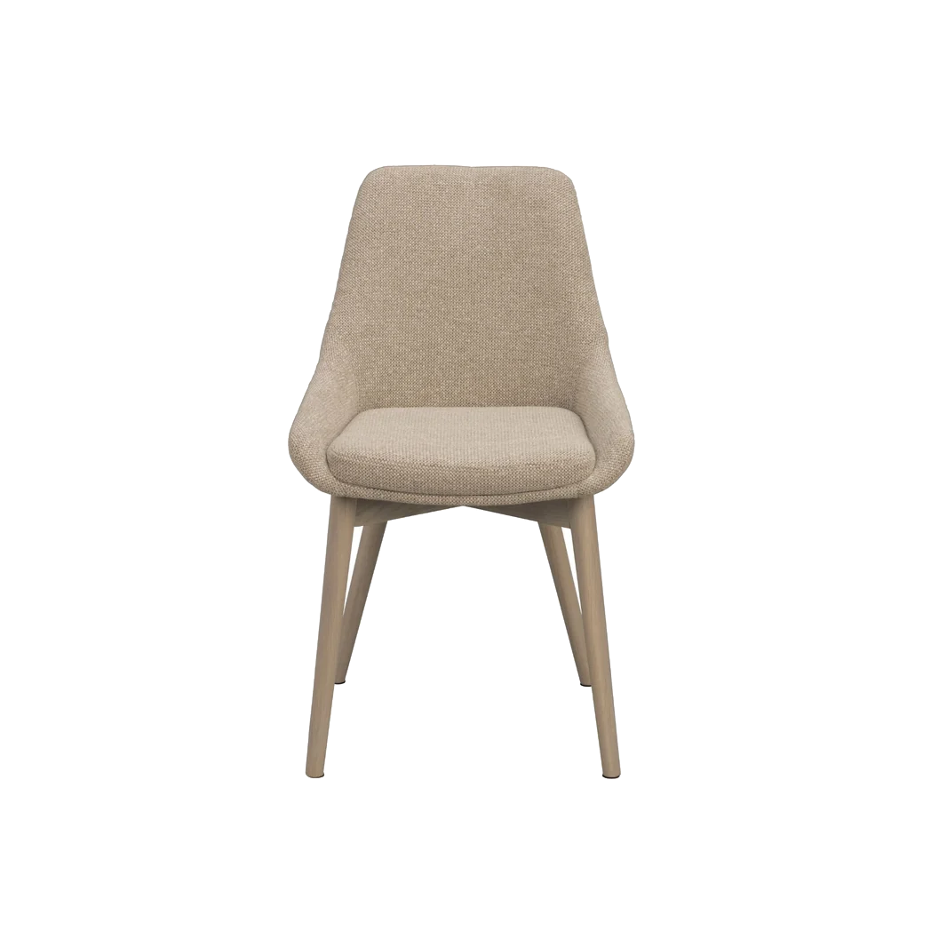 Rowico Denley spisebordsstol i lys beige stof og hvidpigmenteret eg
