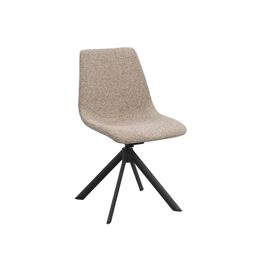 Rowico Dunmore spisebordsstol i mørk beige stof med sorte metalben