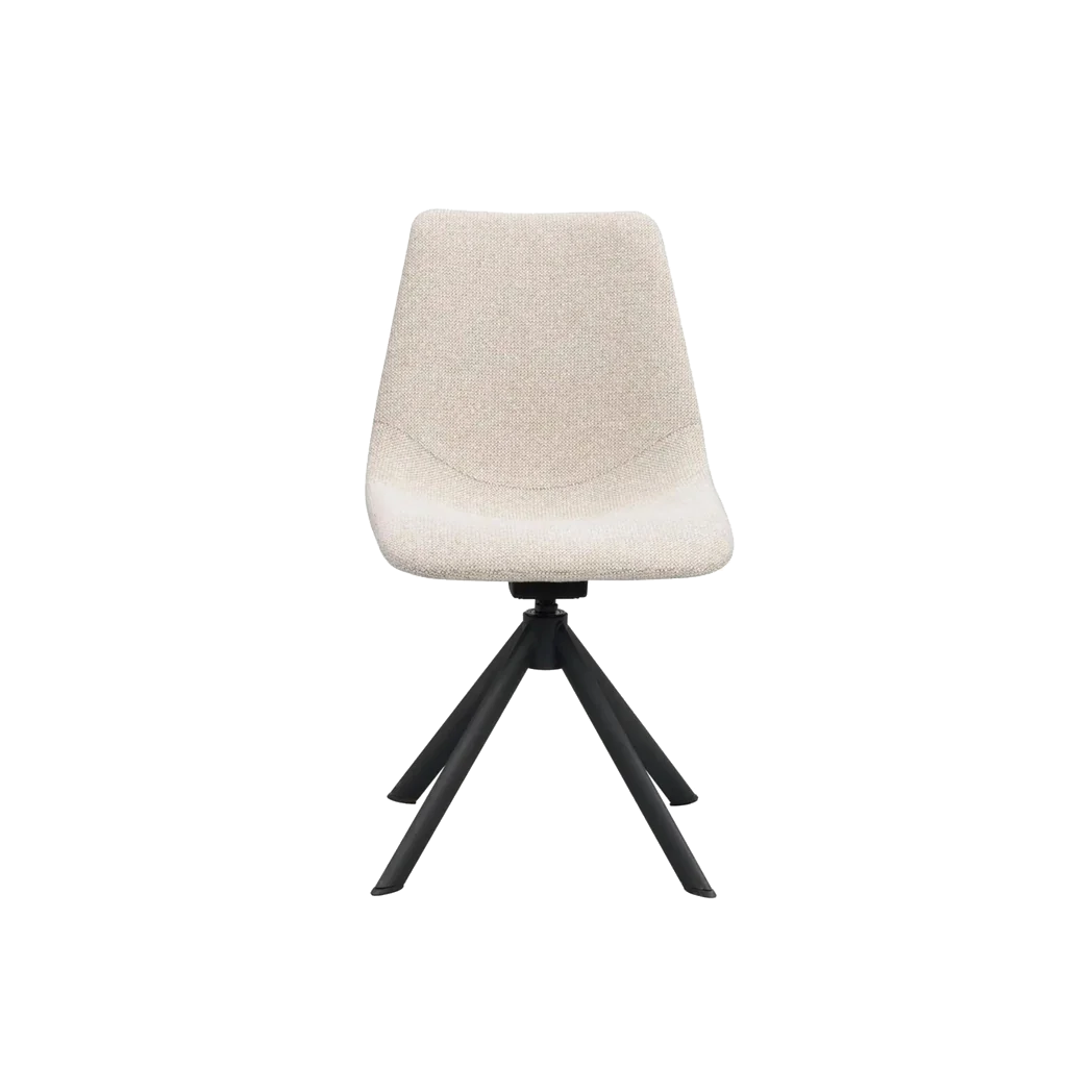 Rowico Dunmore spisebordsstol i lys beige stof med sorte metalben