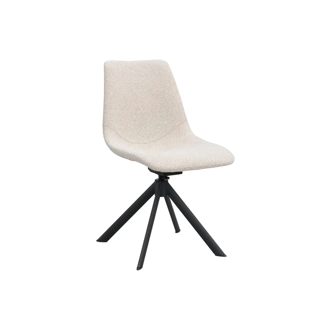 Rowico Dunmore spisebordsstol i lys beige stof med sorte metalben