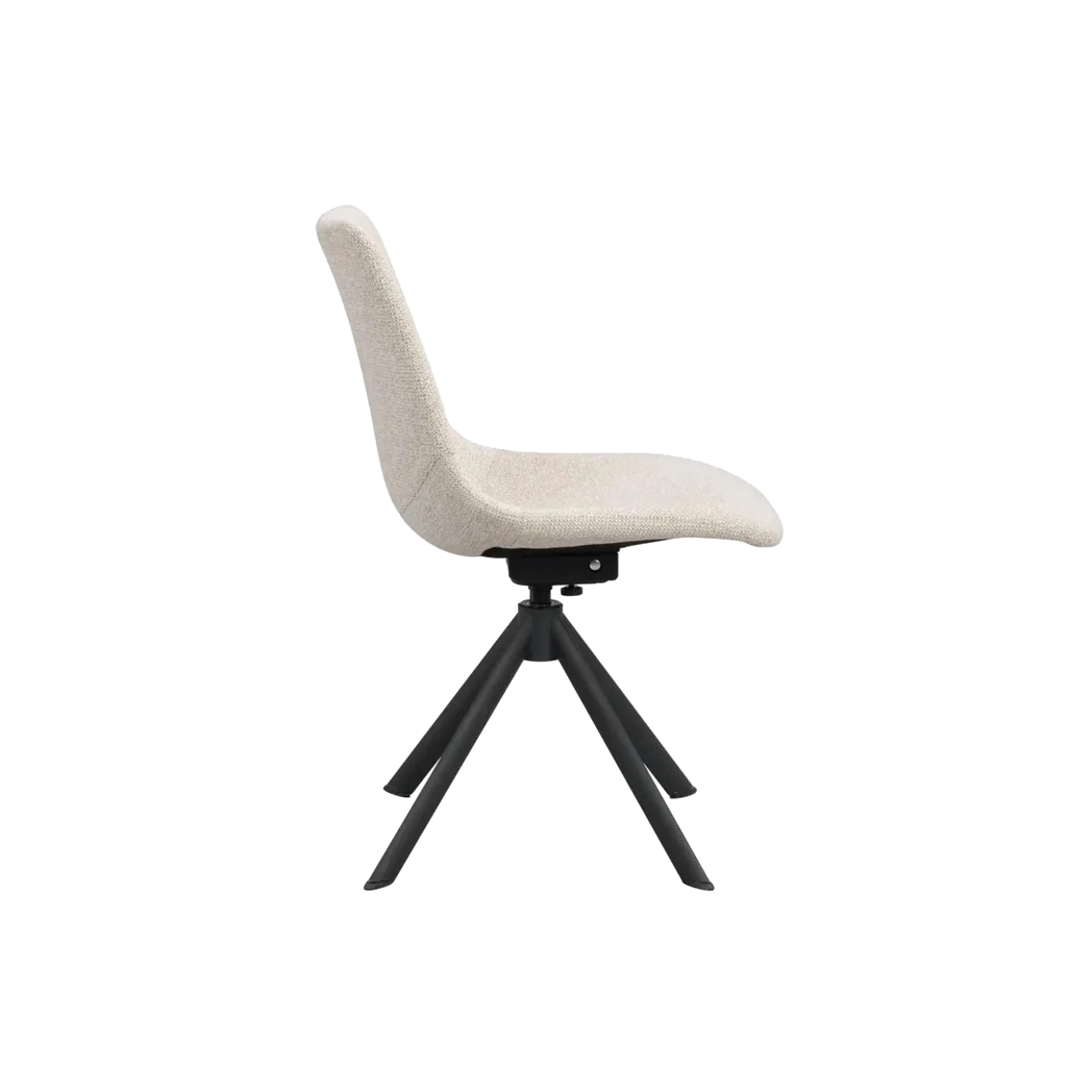 Rowico Dunmore spisebordsstol i lys beige stof med sorte metalben