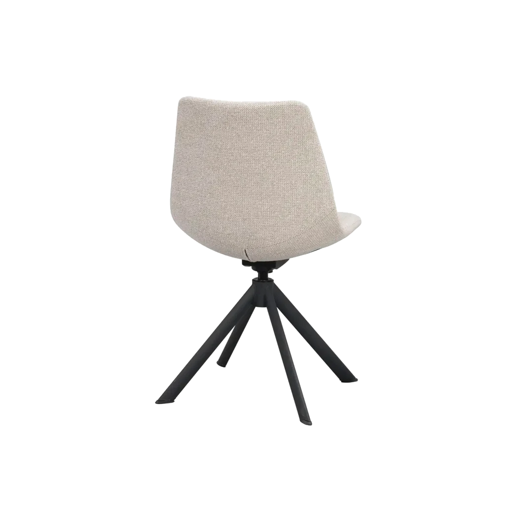 Rowico Dunmore spisebordsstol i lys beige stof med sorte metalben