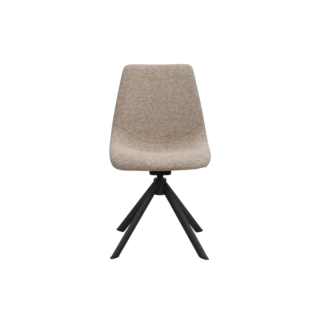 Rowico Dunmore spisebordsstol i mørk beige stof med sorte metalben