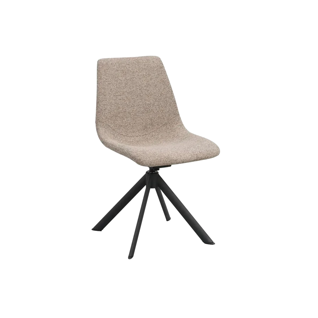 Rowico Dunmore spisebordsstol i mørk beige stof med sorte metalben