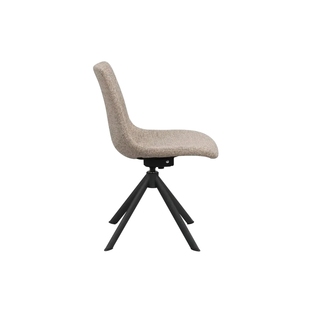 Rowico Dunmore spisebordsstol i mørk beige stof med sorte metalben