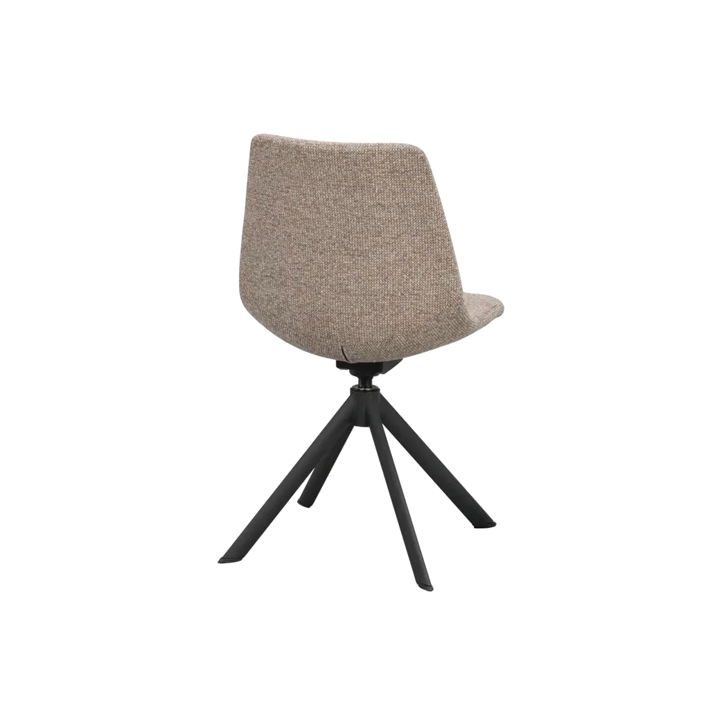 Rowico Dunmore spisebordsstol i mørk beige stof med sorte metalben