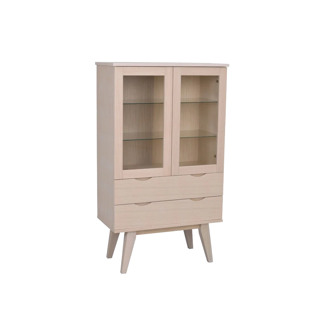 Rowico Filippa vitrineskab H140 cm i hvidpigmenteret eg