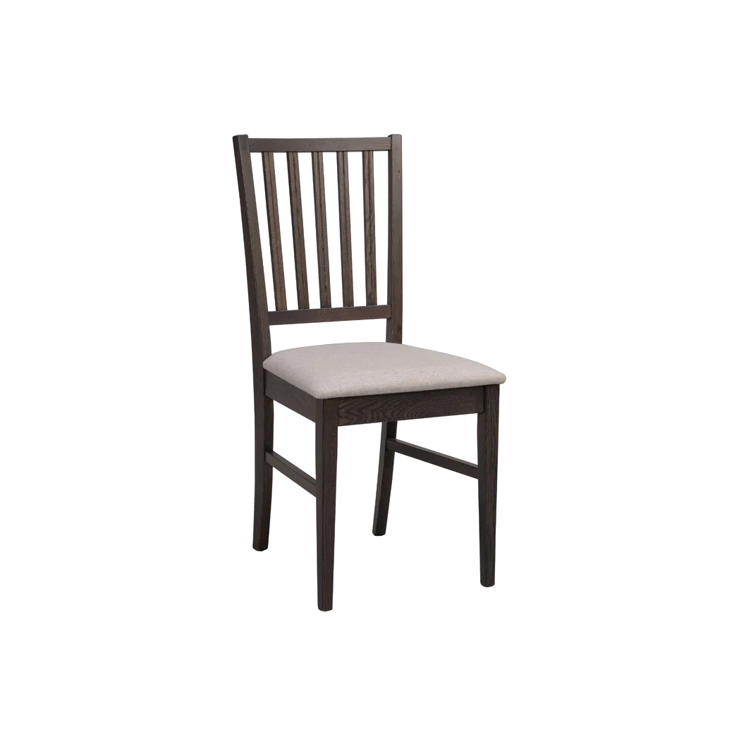 Rowico Filippa spisebordsstol i brunlakeret eg med beige stof