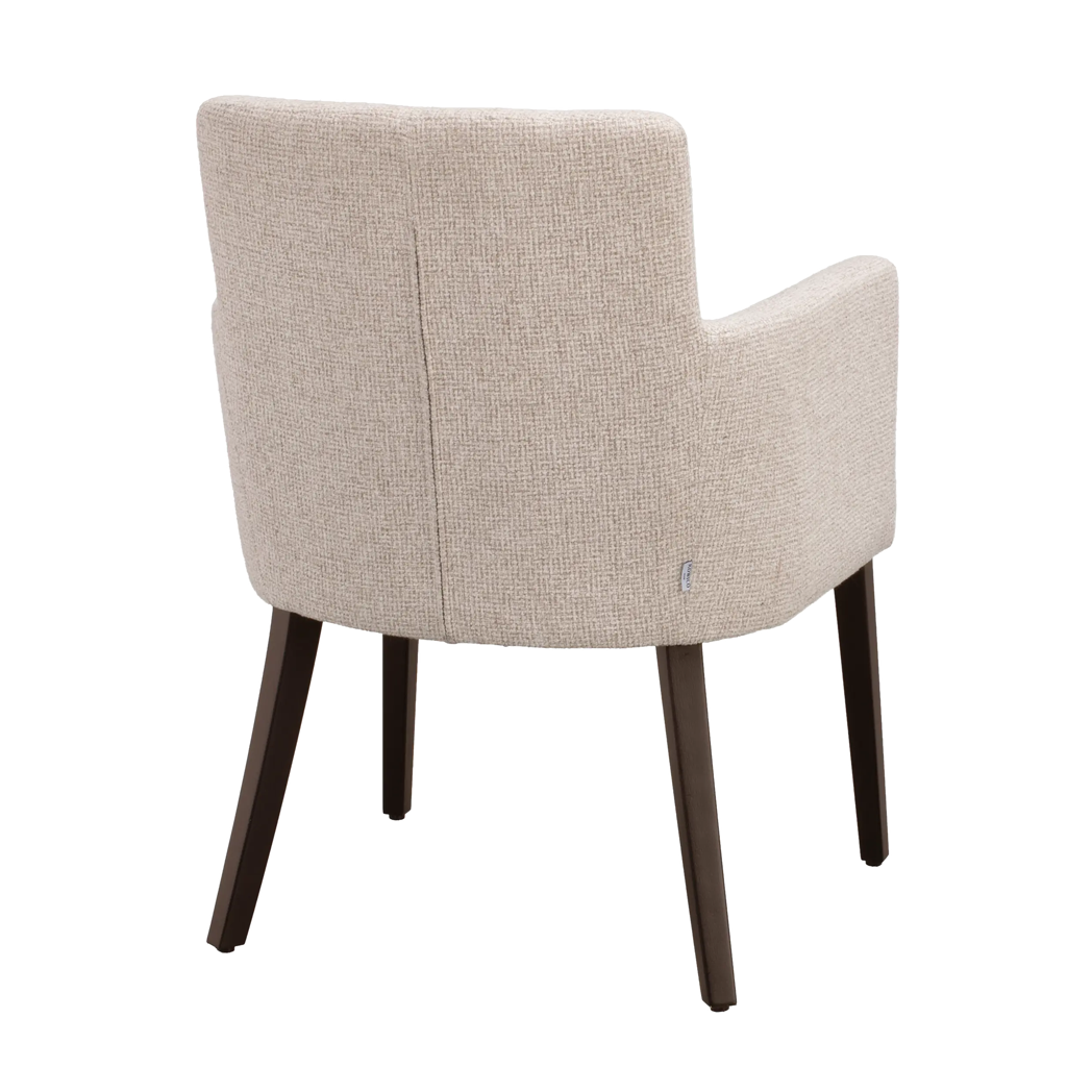 Rowico Hudson spisebordsstol i lys beige og brunlakeret eg, set bagfra