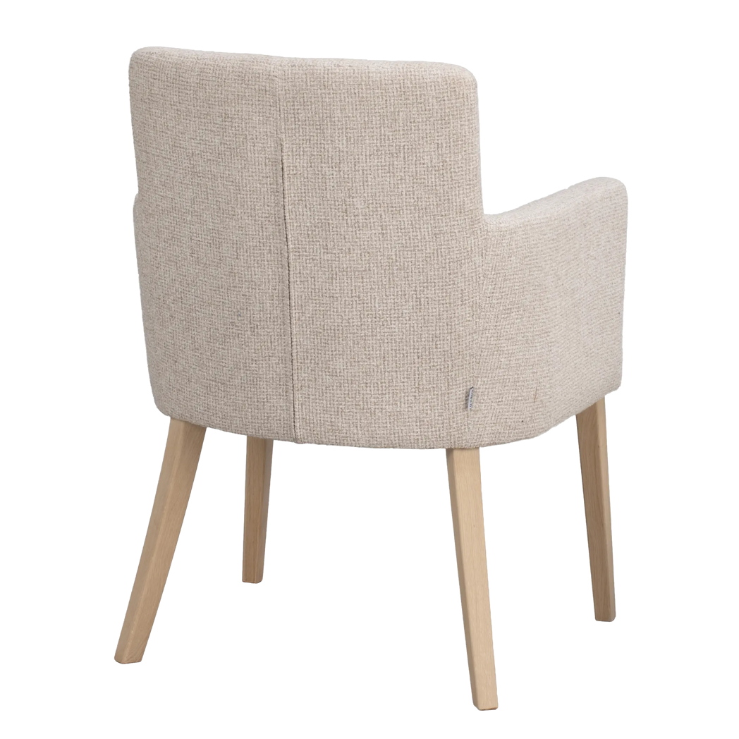 Rowico Hudson spisebordsstol i lys beige og hvidpigmenteret eg, set bagfra
