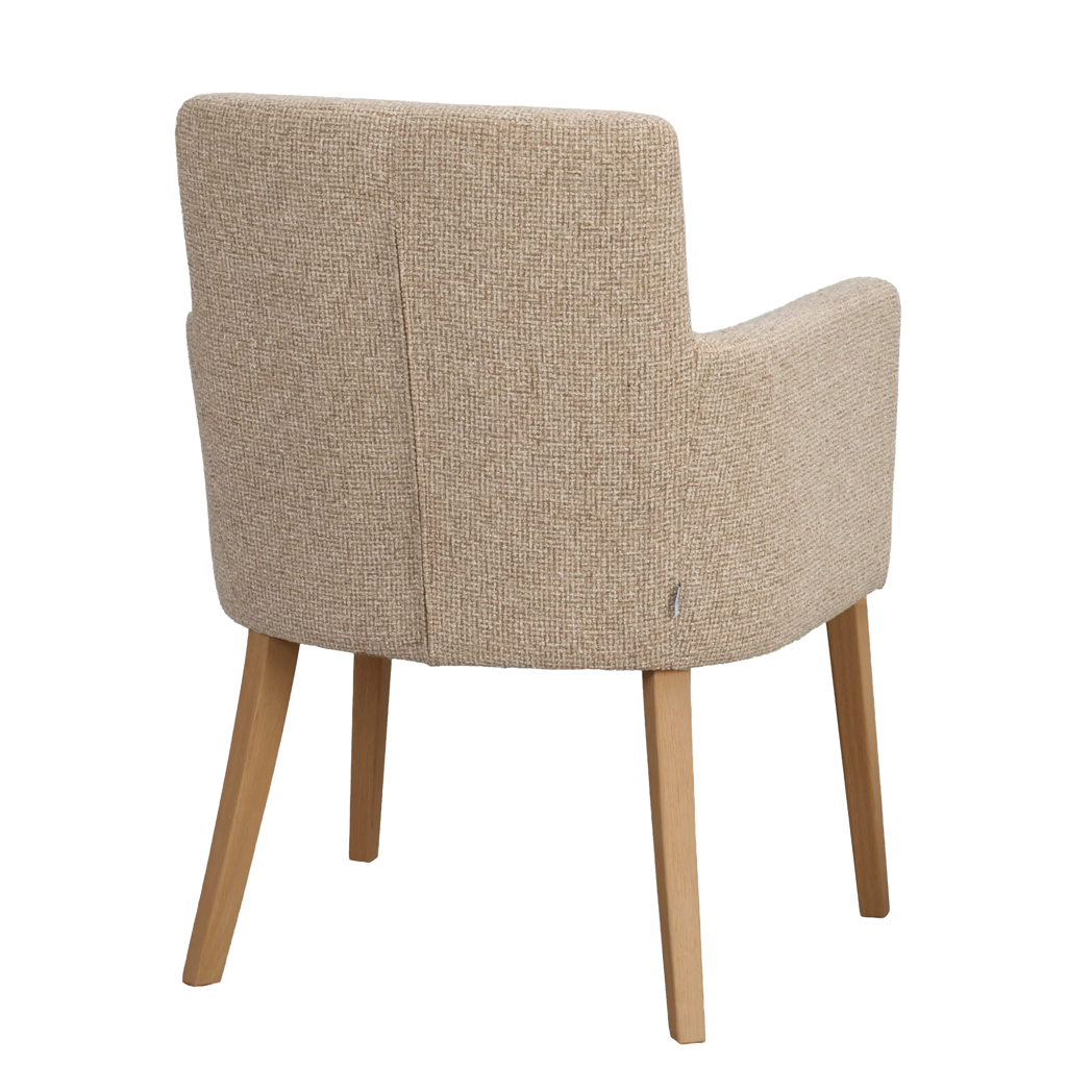 Rowico Hudson spisebordsstol i mellembeige og naturlakeret eg, set bagfra
