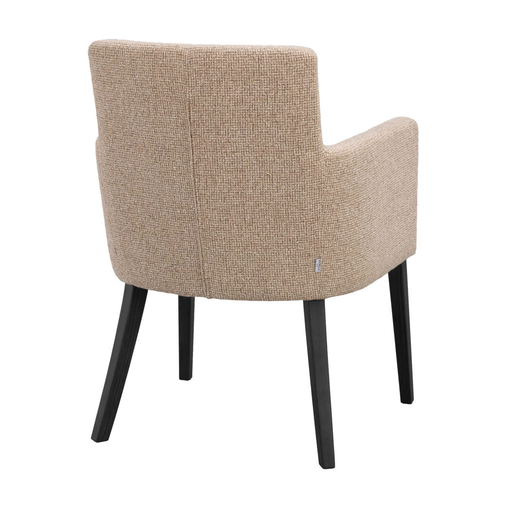 Rowico Hudson spisebordsstol i mellembeige og sortbejdset eg, set bagfra