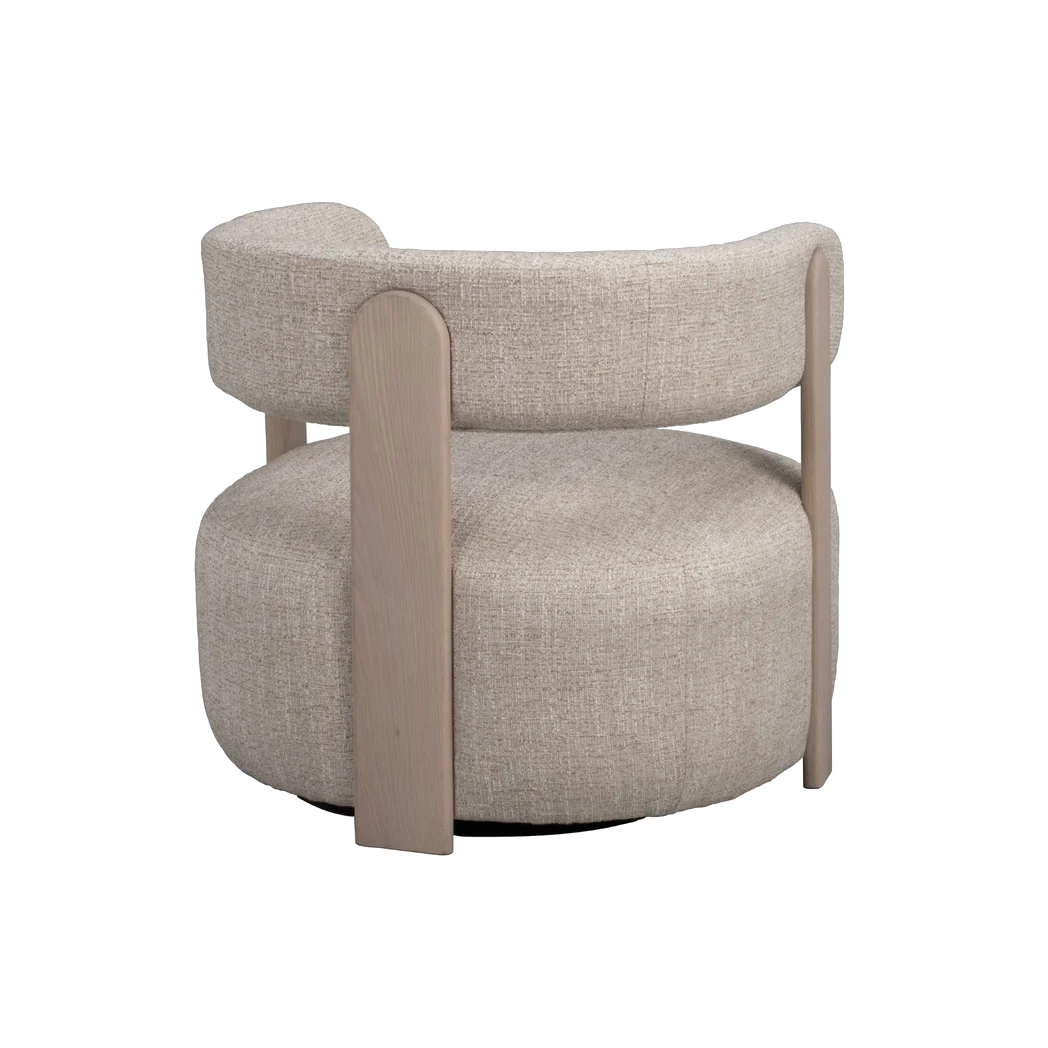 Rowico Jenison loungestol i lys beige stof og hvidpigmenteret eg