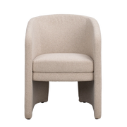 Rowico Jessup spisebordsstol med armlæn i beige bouclé-look stof, set forfra