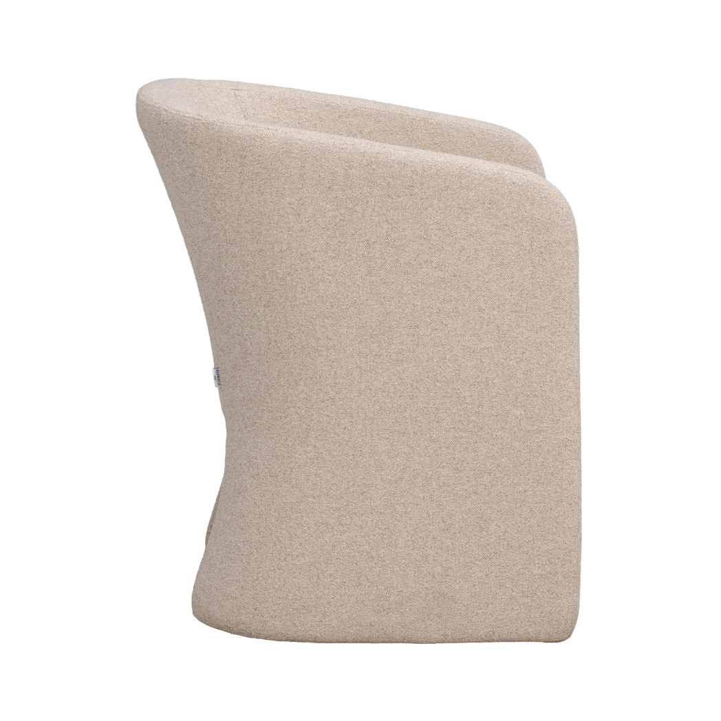 Rowico Jessup spisebordsstol i beige bouclé-look stof, set fra siden