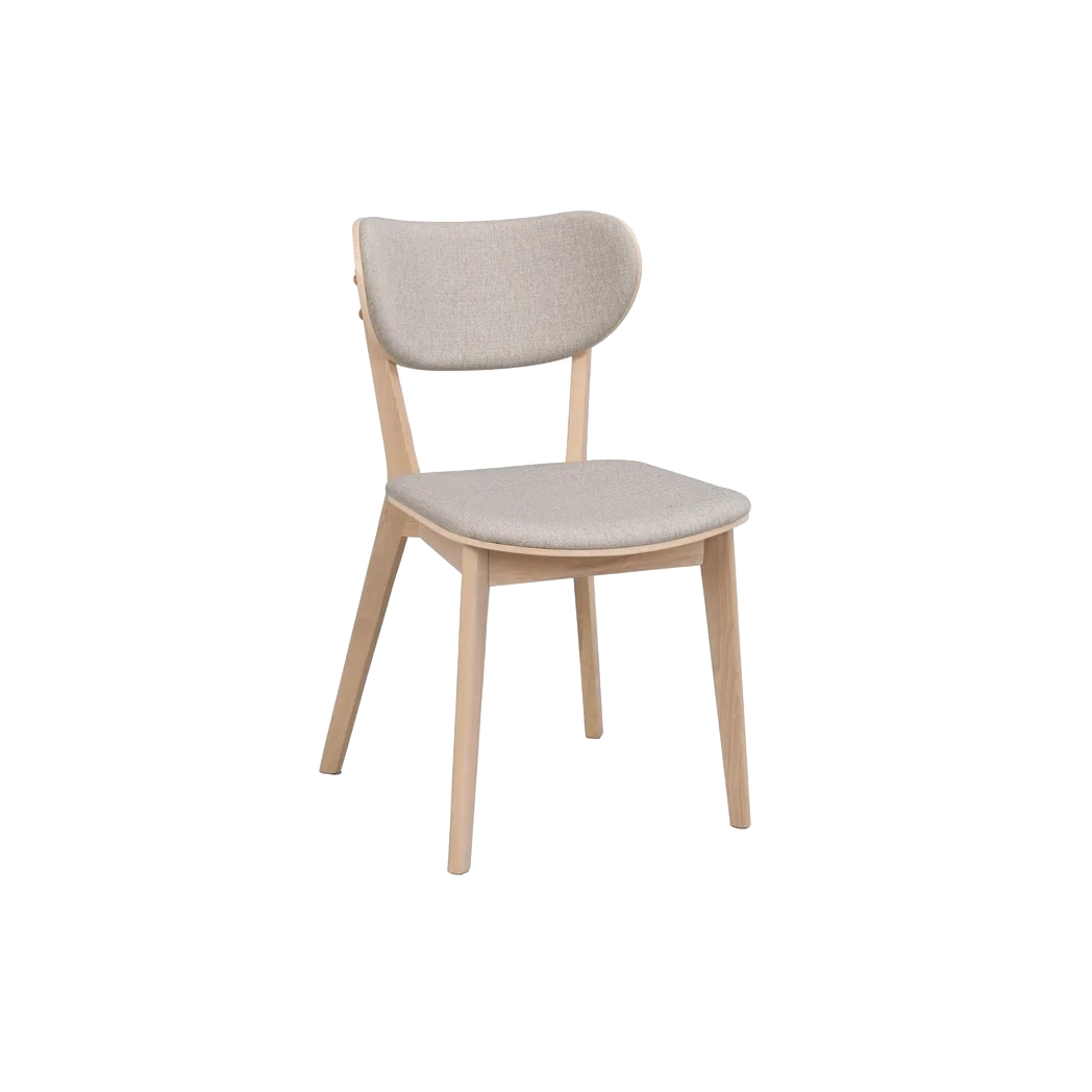 Rowico Kato spisebordsstol i hvidpigmenteret eg med grå-beige stof