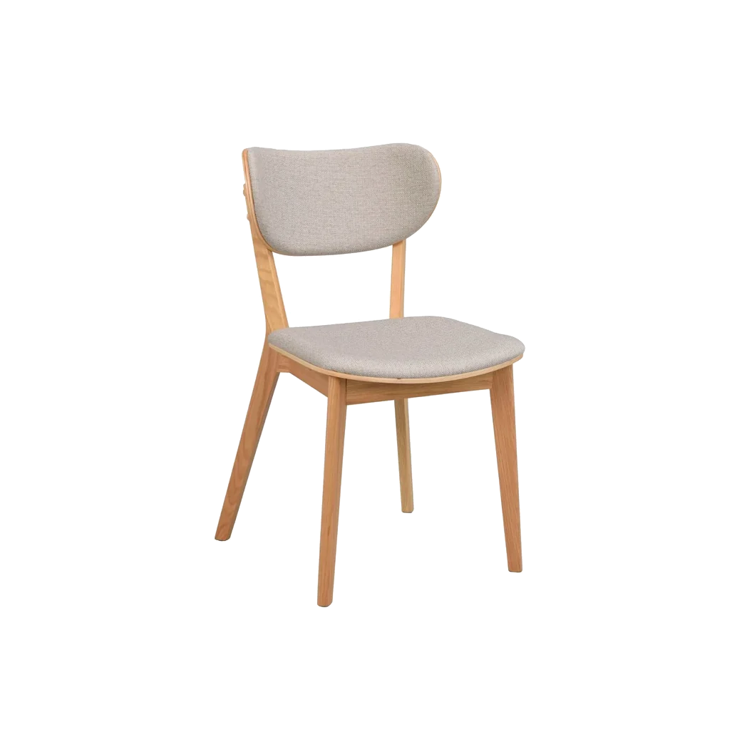 Rowico Kato spisebordsstol i lakeret eg med grå-beige stof