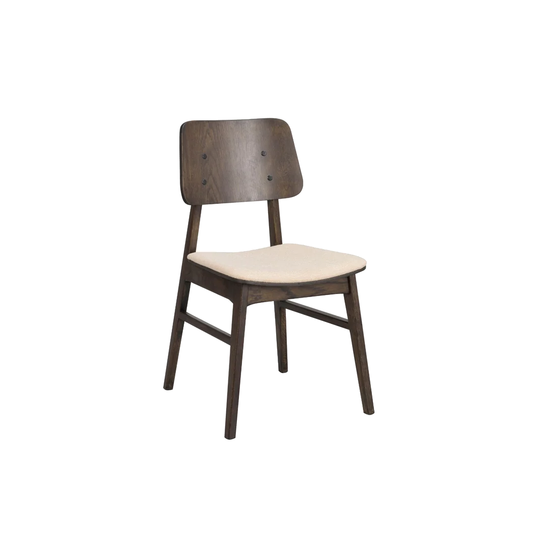 Rowico Nagano spisebordsstol i brunlakeret eg med beige stof