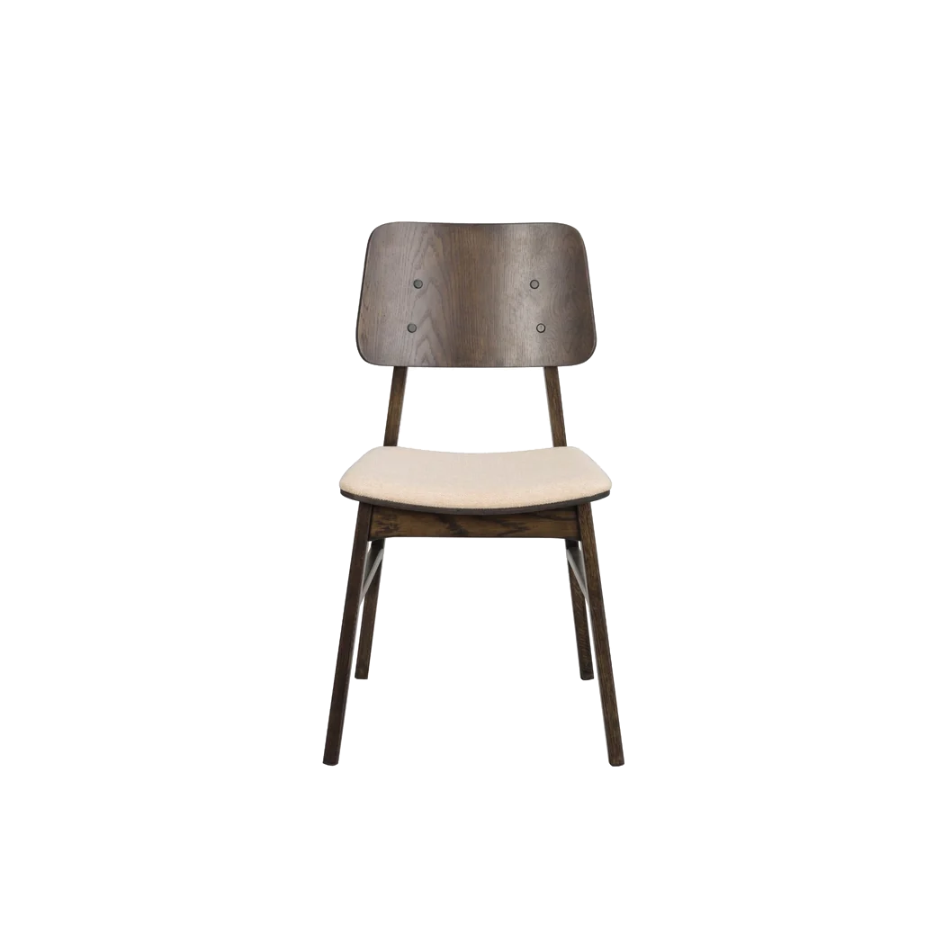 Rowico Nagano spisebordsstol i brunlakeret eg med beige stof