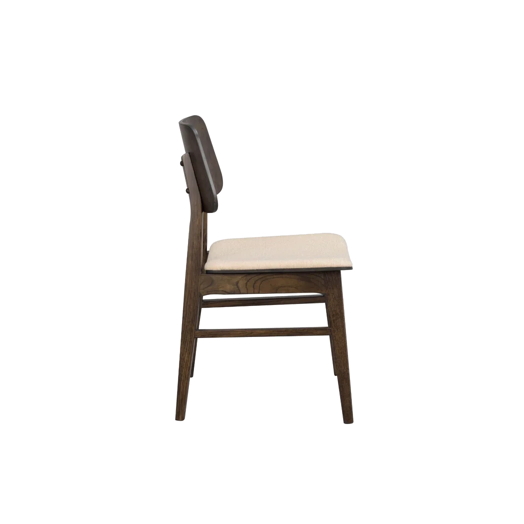 Rowico Nagano spisebordsstol i brunlakeret eg med beige stof