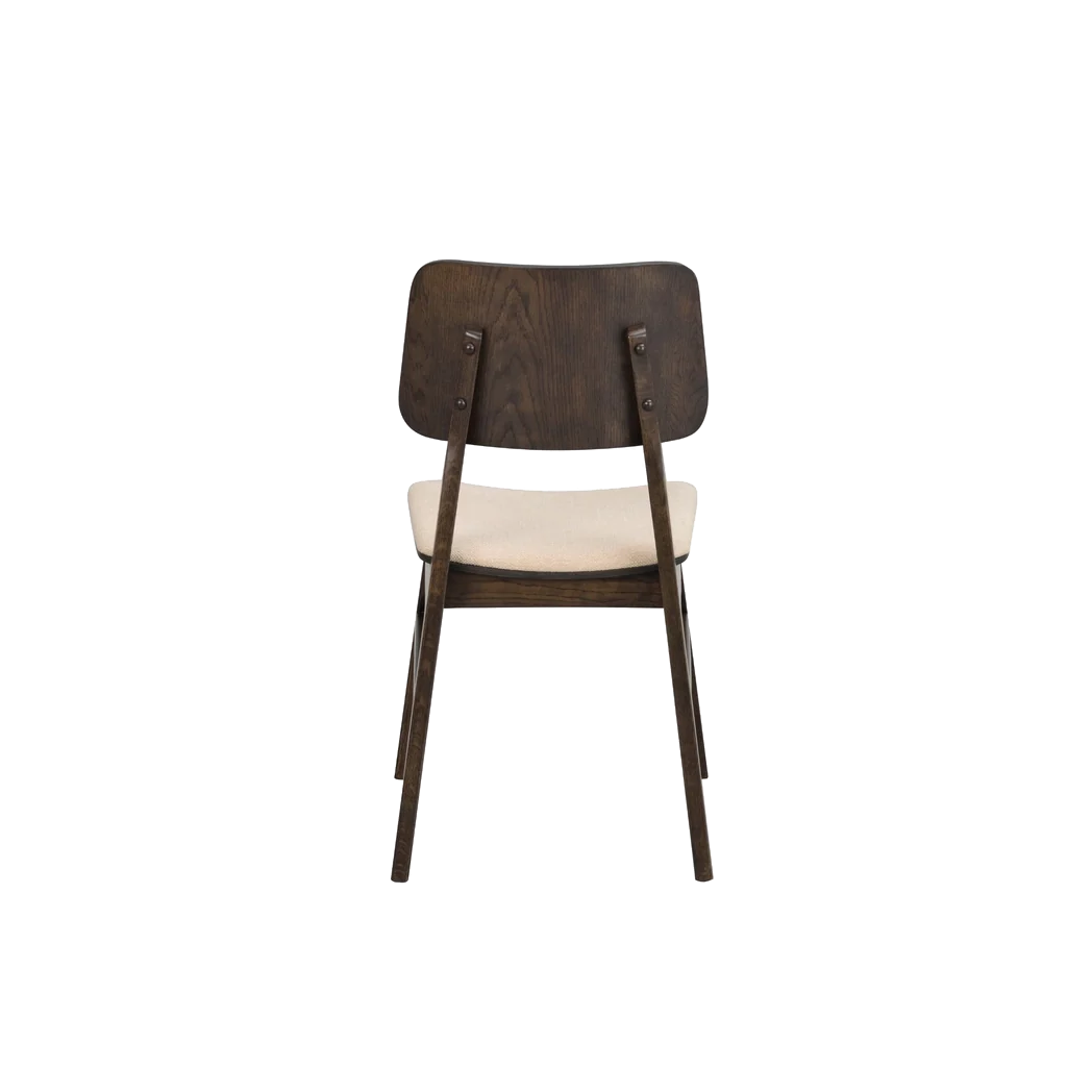 Rowico Nagano spisebordsstol i brunlakeret eg med beige stof