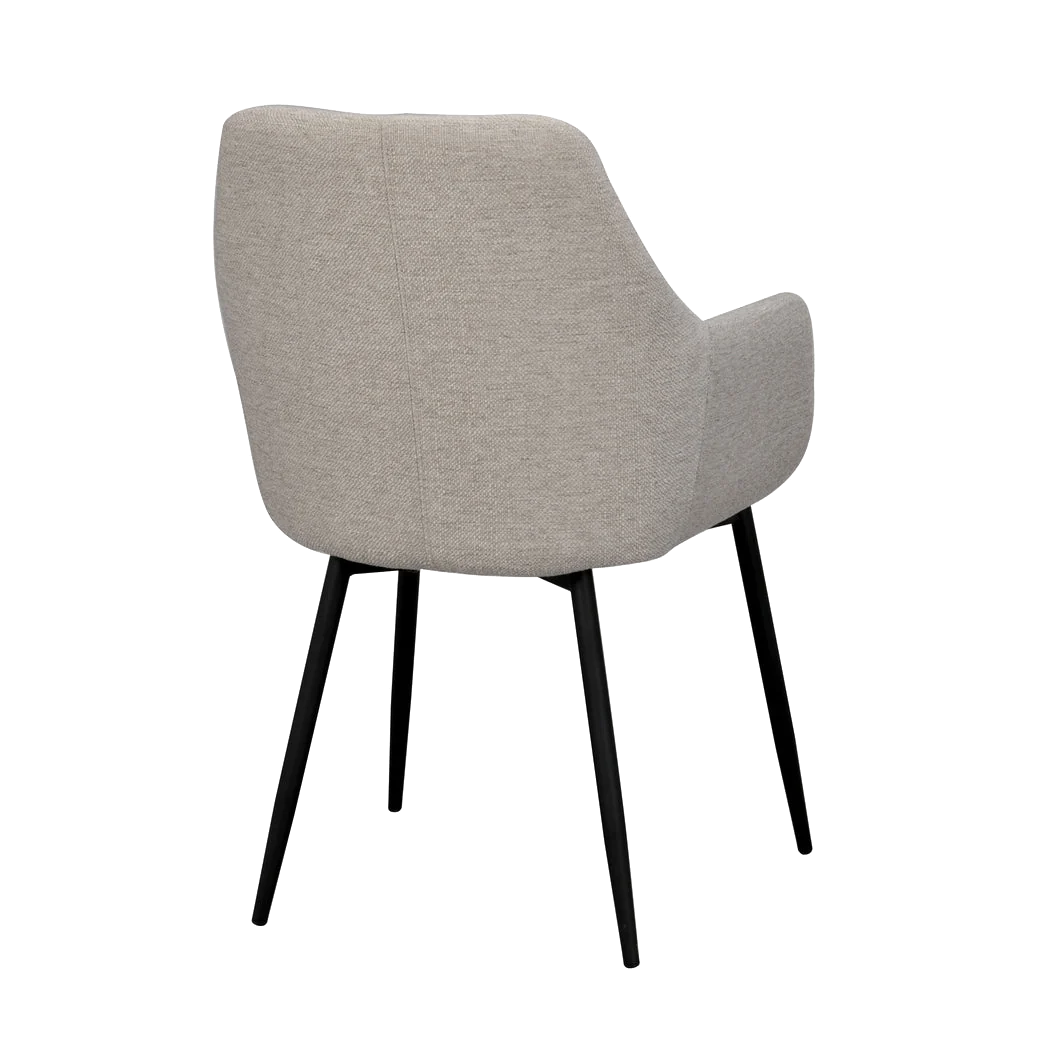 Rowico Reily spisebordsstol i beige stof med sorte metalben, set bagfra