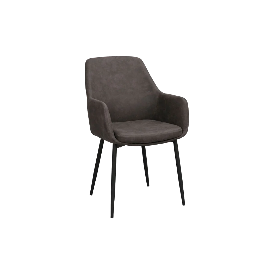 Rowico Reily spisebordsstol i mørkegrå mikrofiber med sorte metalben