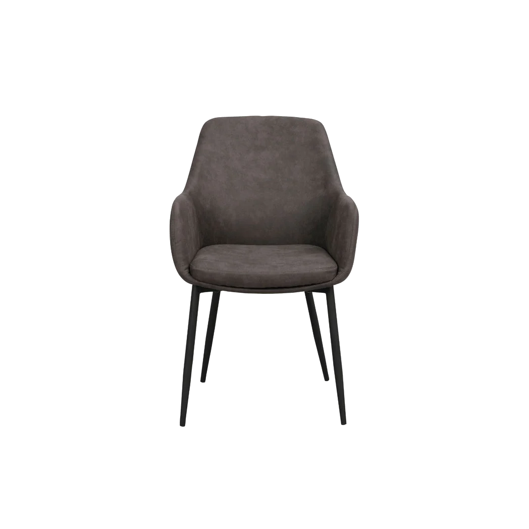 Rowico Reily spisebordsstol i mørkegrå mikrofiber med sorte metalben