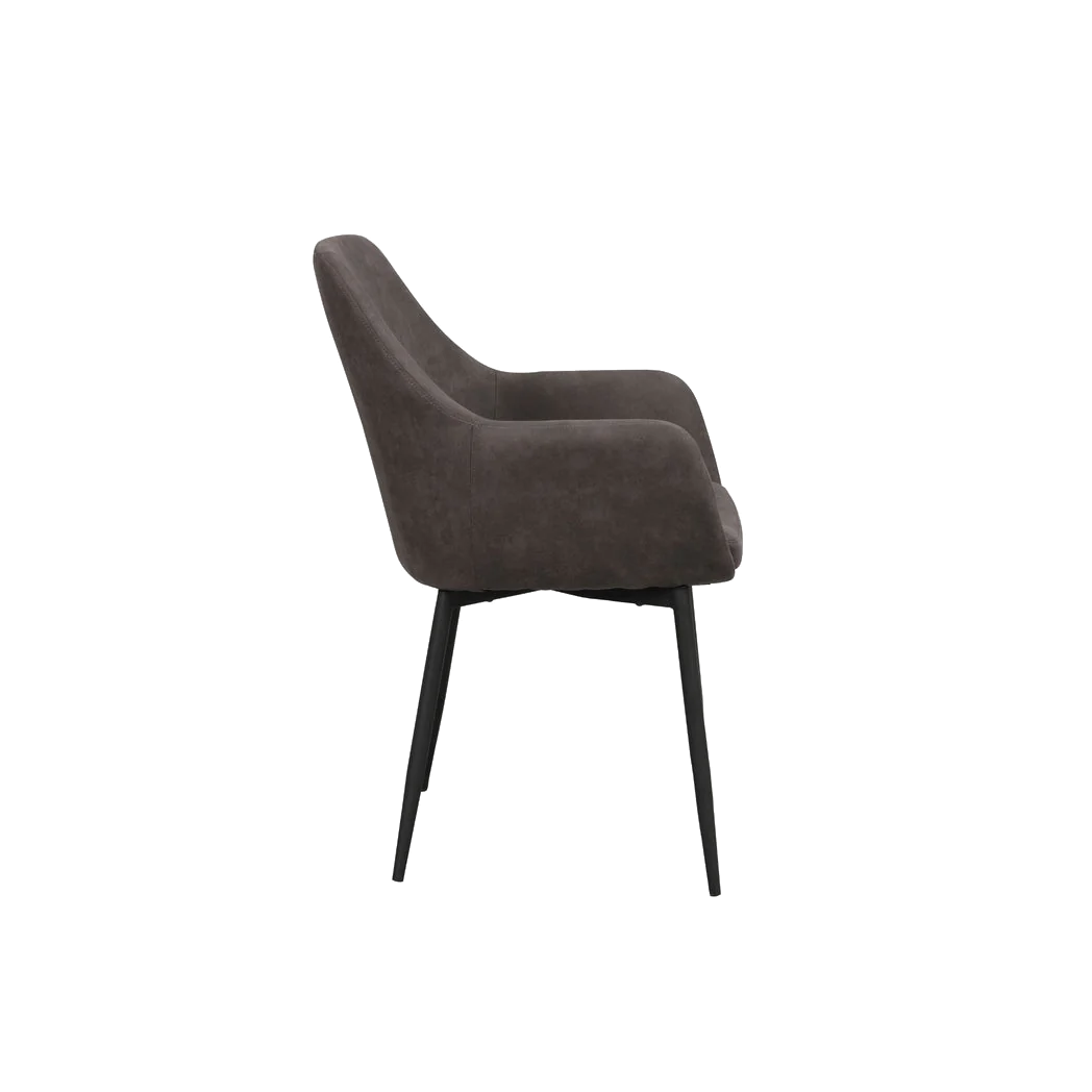 Rowico Reily spisebordsstol i mørkegrå mikrofiber med sorte metalben