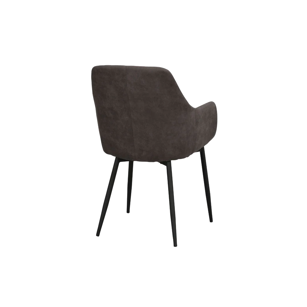 Rowico Reily spisebordsstol i mørkegrå mikrofiber med sorte metalben
