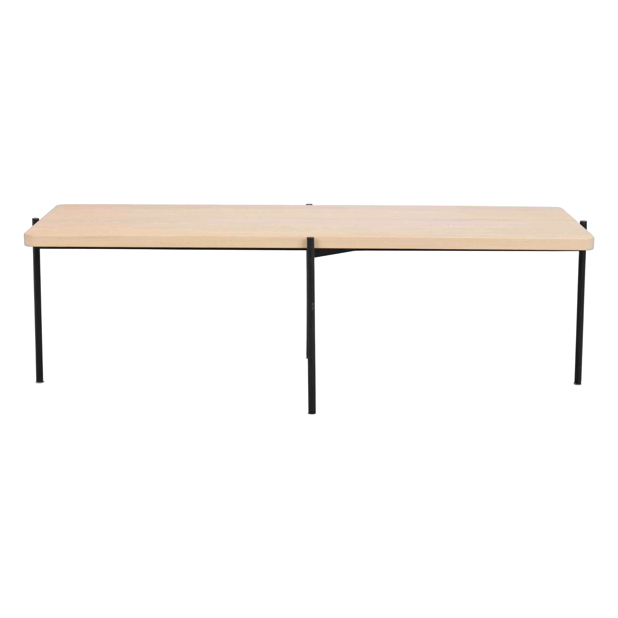 Rowico Shelton sofabord 145 cm i hvidpigmenteret eg med sort metalstel