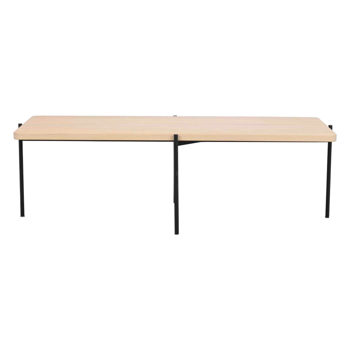 Rowico Shelton sofabord 145 cm i hvidpigmenteret eg med sort metalstel