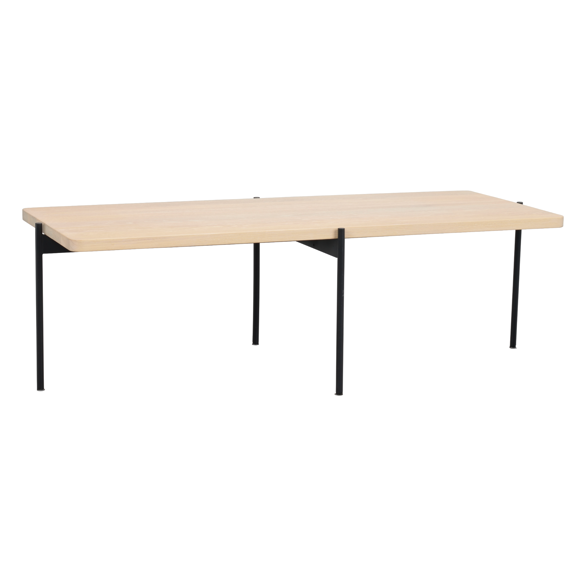 Rowico Shelton sofabord 145 cm i hvidpigmenteret eg med sort metalstel
