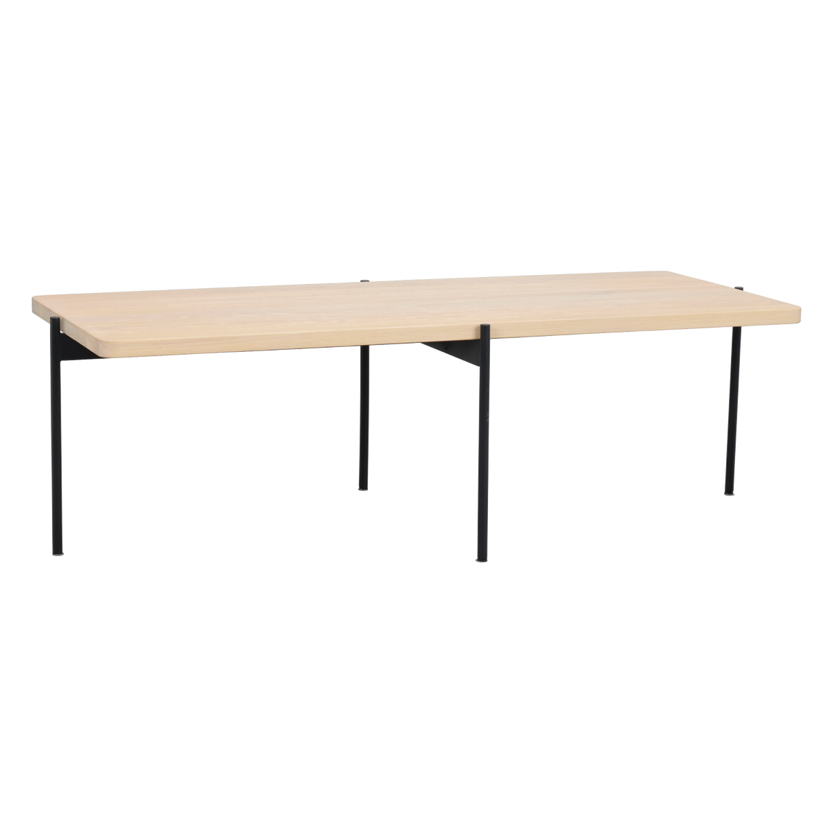 Rowico Shelton sofabord 145 cm i hvidpigmenteret eg med sort metalstel