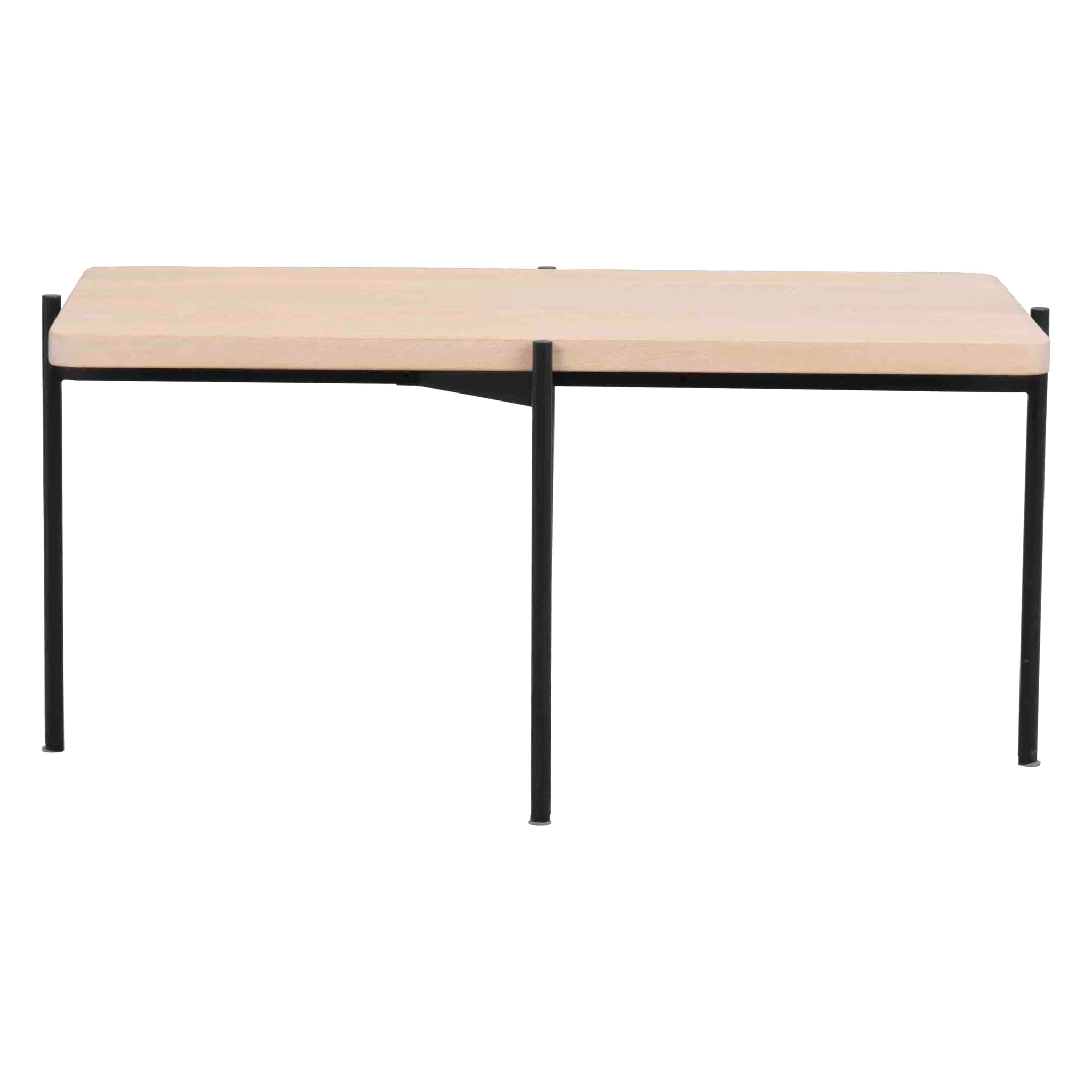 Rowico Shelton sofabord 95 cm i hvidpigmenteret eg med sort metalstel
