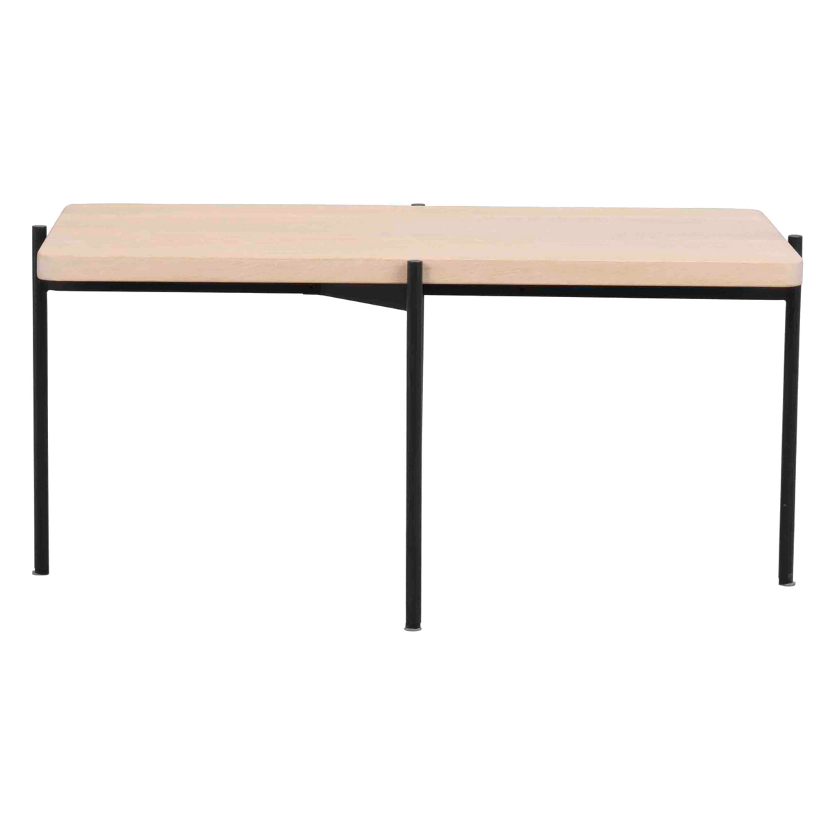 Rowico Shelton sofabord 95 cm i hvidpigmenteret eg med sort metalstel