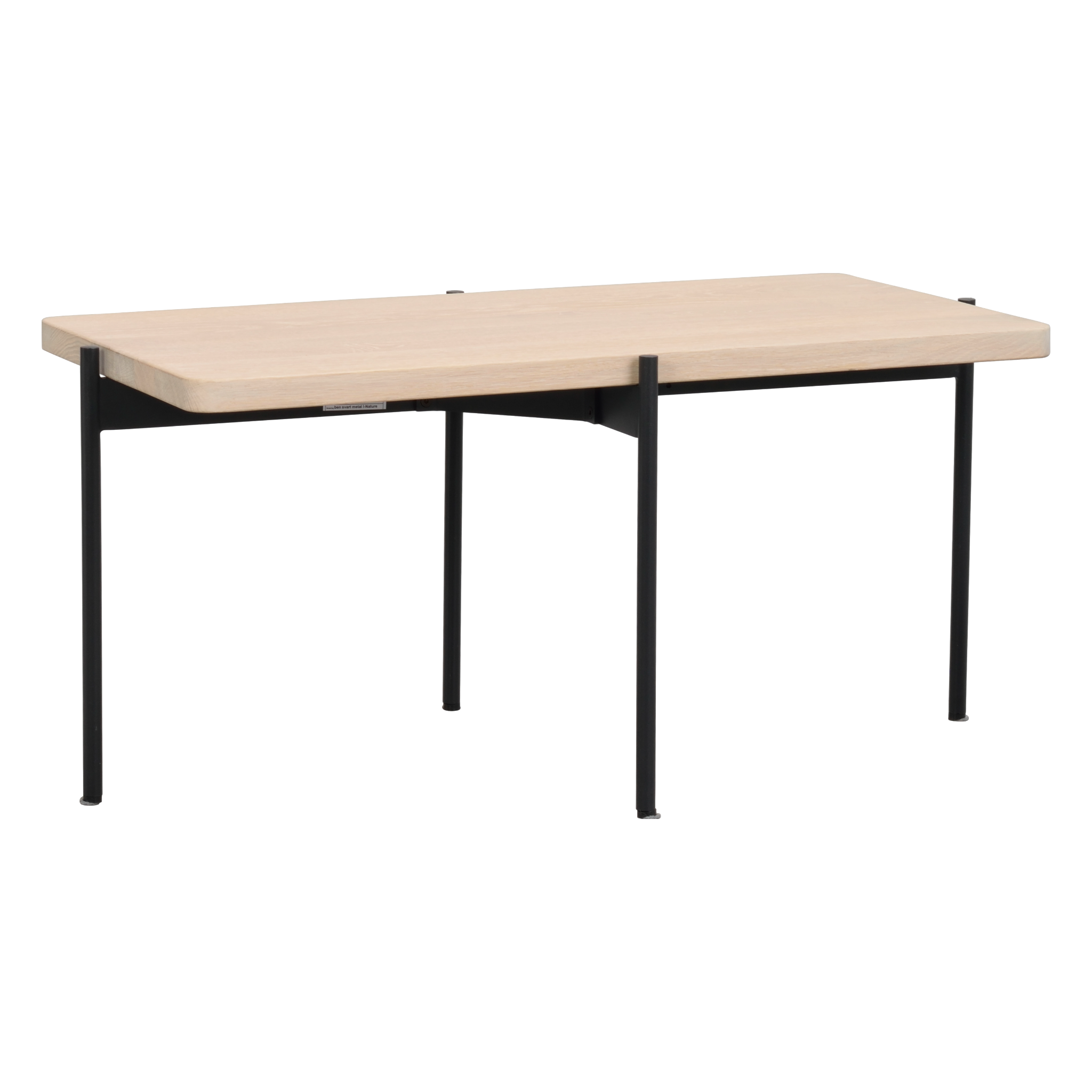 Rowico Shelton sofabord 95 cm i hvidpigmenteret eg med sort metalstel