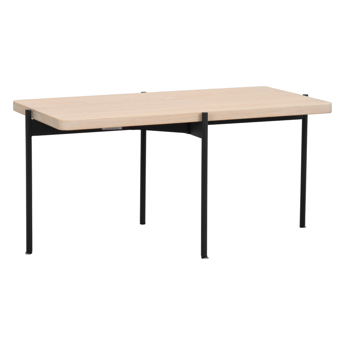 Rowico Shelton sofabord 95 cm i hvidpigmenteret eg med sort metalstel
